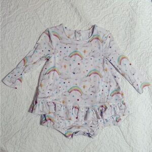 6-12 month Posh Peanut Bamboo long sleeved bodysuit dress. Parz